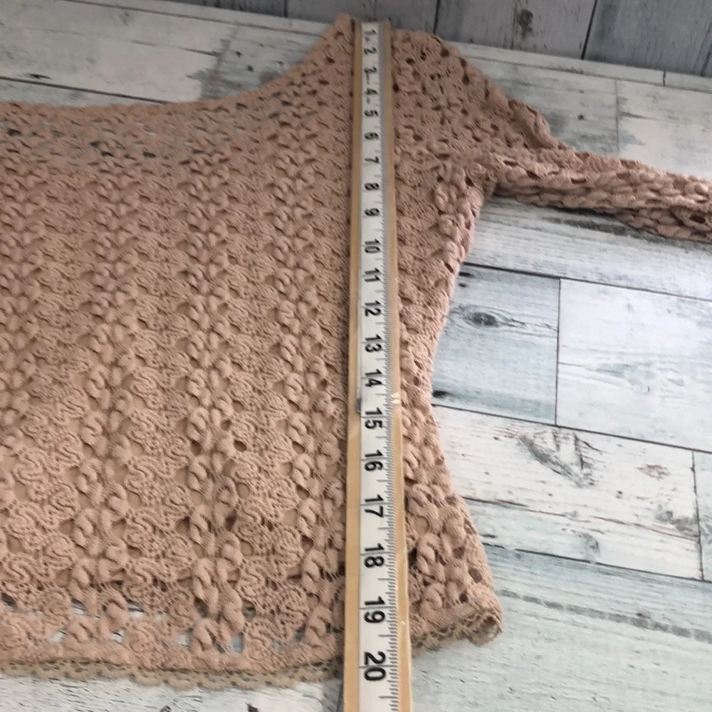 Free People Crocheted Bell Sleeve Top w/Cami Small
